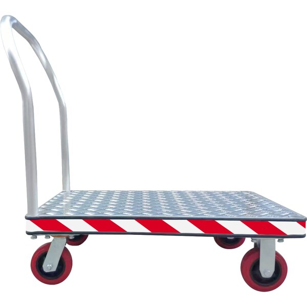 Platform Truck, Aluminum Diamond Deck, 24'' X 48'', 5'' PU Casters, 2000 Lb. Cap., Heavy Duty